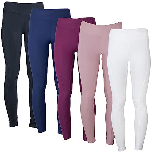 MS-Trachten Reitleggings Kinder Silikonvollbesatz mit Handytasche Reithose Mädchen Tessa (134/140, Schwarz)