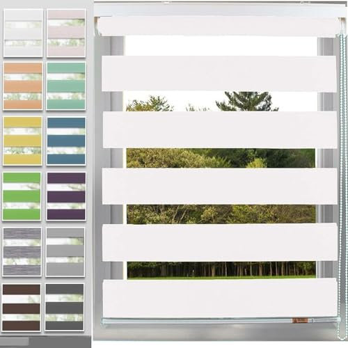 Estor Opaco Aislamiento Térmico 120 x 320 cm Enrollable, Cadena, Tela Oscurecedora Estor Incluye Accesorios Protección de Pantalla para Ventanas, Blanco