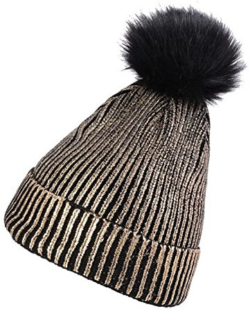 Peintres Femmes Coton Tricot Mode Chaud Unisexe Estampage Couleur Pinstrip Chapeau Chapeau Chapeau Solide Laine pour Femmes L, doré, taille unique