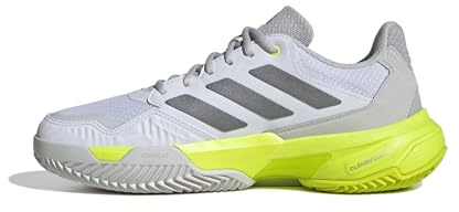 adidas Femme CourtJam Control 3 Womens Clay Tennis Shoes Chaussures, FTWR White/Iron met./Lucid Lemon, 36 EU