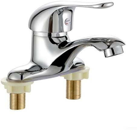 ZAMETTER Basin Mixer Taps 1/2 Bathroom Double Hole Washbasin Faucet Basin Sink Cold and Hot Water Mixing Garden Washing Machine Single Lever Faucet with 2 Holes Bathroom Tub for Hotel Home