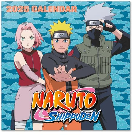 Grupo Erik: Calendario Naruto 2025 da Muro, 12 mesi, 30x30cm FSC® + Poster in Regalo, Calendario 2025 da parete, Calendario 2025 Ragazzo, Calendario Anime 2025