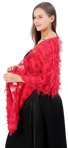 FAIRYGATE Wraps Women's Scarf Shawl with Tassels Elegant Evening Cape Wedding Bridal Shawls Shoulder for Evening Dress Retro Party Costume Accessories Shawl Shawls for Weddings UC0914