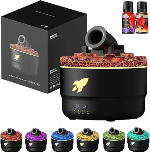 PKKP Aroma Diffuser, 7 Farben LED Cannon Humidifier, 280ML USB Geräuschloser Diffusor mit 2 Nebelmodi 3 Timing-Stufen, Luftbefeuchter DuftöL Diffuser für Zuhause Büro Schlafzimmer (Schwarz)