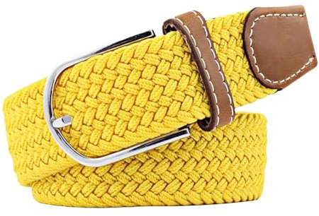 Dcvmvmn Unisex Canvas-Gürtel, lässiger Nylon-Gürtel, Zubehör für Damen und Herren, verstellbarer gewebter Riemen, gelb, 3.3cmX120cm