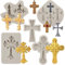 MYPRACS Set di 5 stampi a croce in silicone a forma di croce per battesimo, decorazione torta, cupcake, caramelle, cioccolato, pasta di fiori, argilla polimerica
