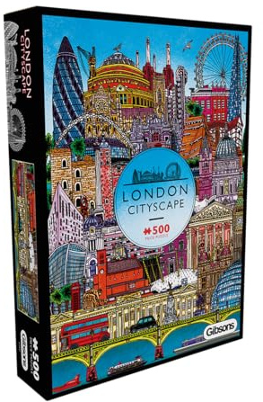 Gibsons London Cityscape Jigsaw Puzzle 500 Pieces for Adults & Teens Colourful London Landmarks Artwork Sustainable Puzzle with Thickest Premium 100% Recycled Board Great Gift Idea