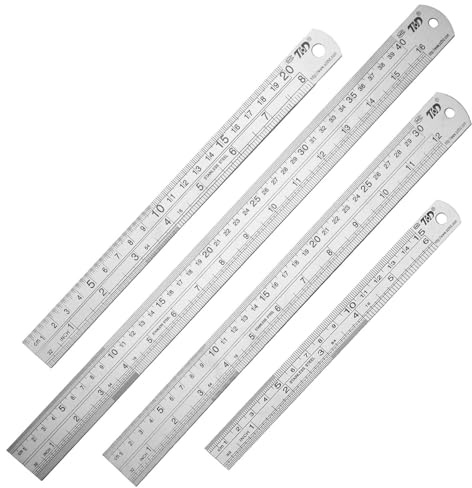 Stainless Steel Ruler Set 6, 8, 12, 16 Inch Bulk Set of 4, Metal Rulers