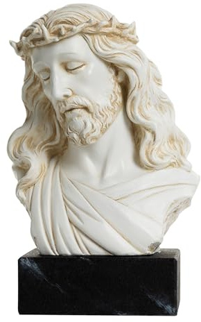 ShineOnAngel 8.5” Jesus Bust Statue – Hand-Painted Resin Jesus Statue, Christian Religious Home Decor Sculpture