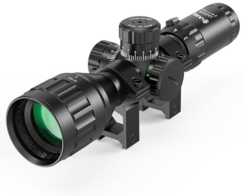 UUQ 3-9x32 Tactical Rifle Scopes,Front AO (Parallax Adjustment) Red Green Illuminated, Mil-dot Reticle,Locking/Hold Zero Turrets, High Profile Mount Rings