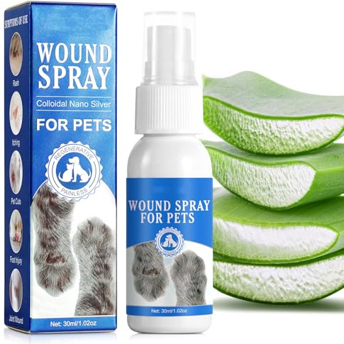 Uzionoie Wound Spray pour Chiens et Chats,Spray de Nettoyage pour Animaux de Compagnie,Pansement Liquide Transparent Imperméable pour Chiens et Chats,pour Le Nettoyage et Le Soin des Plaies,30ML