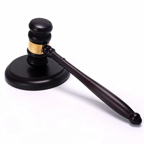 Dwitkul Set di Martello D'Asta in Legno Set Martelletto del Giudic con Blocco Risonanza per Aste Tribunali Riunioni Avvocati Studenti Collezionisti Giochi di Ruolo