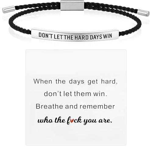 GWAWG Låt Inte De Svåra Dagarna Vinna Armband, Styrkearmband för Kvinnor, Justerbara Reparmband med Inspirerande Kort, Uppmuntrande Gåvor för Kvinnliga Vänner och Familj, Daglig Motivation Smycken