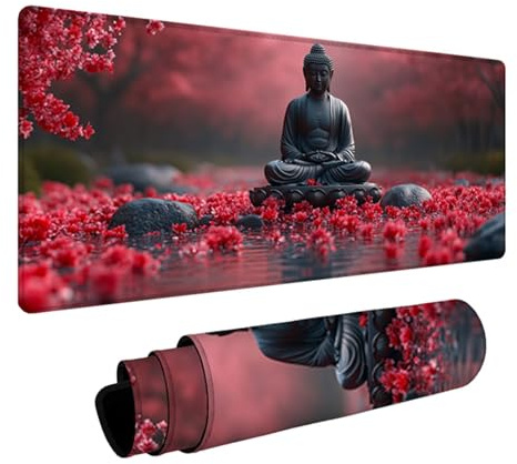 Staty XXL musmatta, stort handskrivbord, 1 000 x 500 x 3 mm, blomma, hög precision och hastighet, musmatta med gummibas, gamingtillbehör, skrivbordstillbehör, för PC-spelare, bärbar dator S-8129