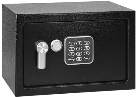 Miratic Cassaforte Elettronica in Acciaio Nera Codice Digitale Cassetta di Sicurezza con 2 Chiavi di Emergenza Alimentazione 4xAA Varie Dimensioni (media)