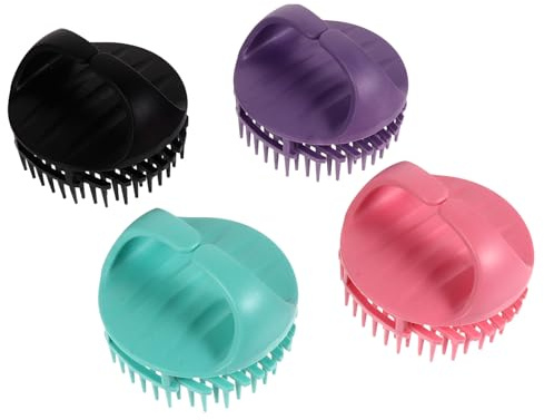 HOMSFOU Set 4 Pezzi Spazzole Massaggiatori per Cute Capillare Impugnatura Ergonomica per Shampoo e Doccia, Detergenti Lavatesta Multifunzione per Uso Personale e Professionale
