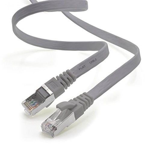 1aTTack.de 10m - grau - 1 Stück CAT.7 Gigabit Ethernet LAN Flachband Flachbandkabel (RJ45) Netzwerkkabel Rohkabel (10Gbit/s) Verlegekabel Flach Slim kompatibel zu Cat.5 - Cat.5e - Cat.6