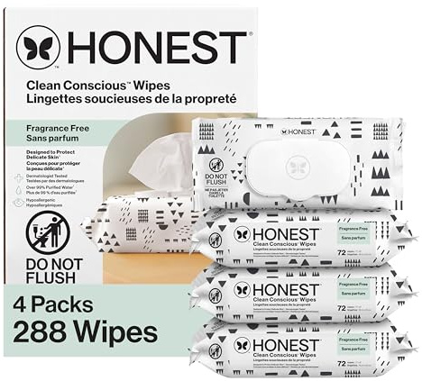 The Honest Company Hypoallergenic Multi-Use Baby Wipes for Sensitive Skin Baby Pattern Play 288 Count