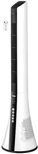 UNOLD 86890 Turmventilator View - Weiß, 60° Oszillation, Timer-Funktion, 3-stufige Geschwindigkeitsregelung, Lüftungsmodus: Schlaf/Normal/Natürlich, Fernbedienung