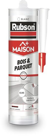 Rubson Maison, Mastic Bois et Parquet Couleur Blanc, Mastic Acrylique pour Tous Supports Bois et Maçonnerie, Joints pour Intérieur et Extérieur, 280 ML