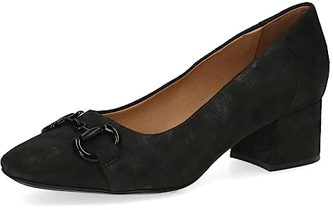 Caprice Escarpins Memotion en Cuir Petit Talon Largeur G, Noir (Black Pearl), 41 EU