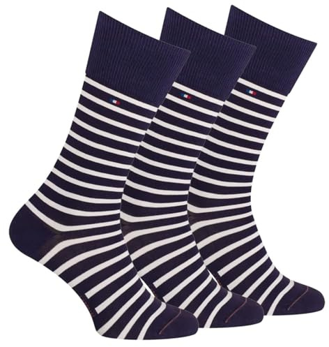 Labonal. Chaussette. Marinière LOTx3, Coton. Bleu Marine. 44/45 FABRIQUE EN FRANCE