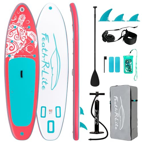 FEATH-R-LITE Aufblasbares Stand Up Paddle Board SUP mit Paddleboard Zubehör, Multifunktionale Paddle Boards Rutschfestes Deck Design für Erwachsene und Jugendliche