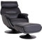 Mendler Relaxsessel mit Hocker HWC-K99, Fernsehsessel Sessel, Wippfunktion drehbar, Metall Echtleder/Kunstleder - schwarz