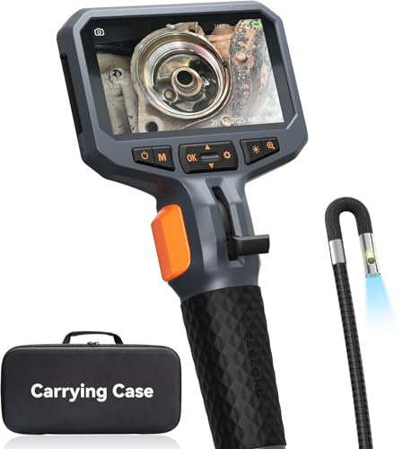 Teslong dual Lens Endoskopkamera mit Licht, Drehbar Endoskopkamera, Endoskop 4.5 Zoll LCD-Bildschirm, Endoskopkamera beweglicher Kopf, Inspektionskamera Rohrkamera (1.55 Meter/ 8.5mm)