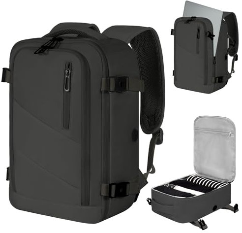 VOESLD für Ryanair Handgepäck 40x20x25, Handgepäck Rucksack Herren Damen Laptop Rucksack Wasserdicht, Reiserucksack Dunkelgrau, Kann als Sportrucksack, Arbeitsrucksack