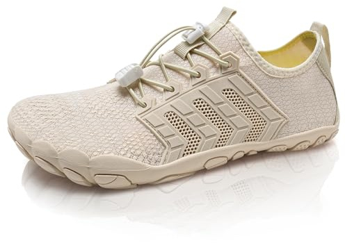 Barefoot Shoes Mens Women Water Shoes Trail Running Beach Water Trainers for Gym Swim Snorkeling Surfing(15Beige, 3.5UK)