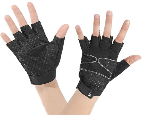 Faxianther Gants de Cyclisme Demi-Doigt pour Enfants Garçons Filles 5-7 Ans Gants Sport d’Été pour Vélo Patinage à roulettes et Planches à roulettes