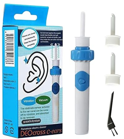 Limpiador de Cera para Oídos - Herramienta Eléctrica de Eliminación de Cerumen,Kit de Cuidado Personal Eléctrico con 2 Cabezales Reemplazables para Adultos, Niños y Viajes