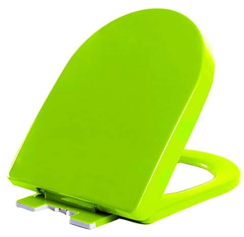 Asiento para Inodoro, Tapa WC Verde, Asiento de Inodoro Universal de Cierre Suave, Tapa de Inodoro de PP con Liberación Rápida, Fácil Montaje y Limpieza, Forma D, 44.5x36cm