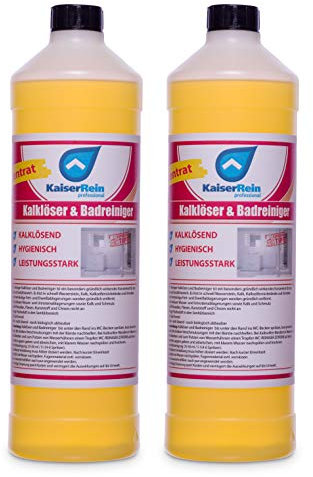 KaiserRein Kalk & Badreiniger Sanitärreiniger gelb extra stark der Unterhaltsreiniger im 2 x 1 l Spar Set Profi