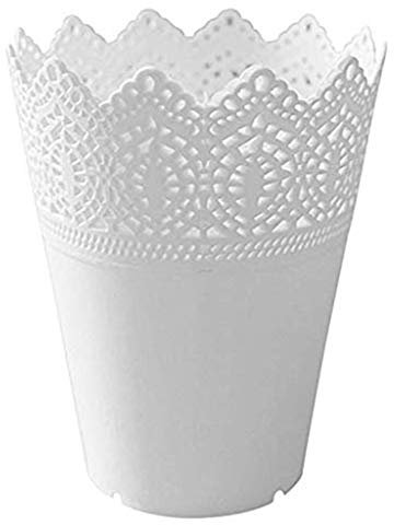 Ogquaton Pot de fleur dentelle creuse plante en plastique Vase à fleurs boîte de rangement blanc créatif et utile