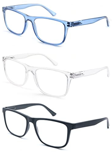 MODFANS Un Pack de 3 Gafas de Lectura para Hombres/Mujeres - Lente Clara,Vision Clara - Moda,Practicas,Ligeras,Comodas,Colores Mezclados