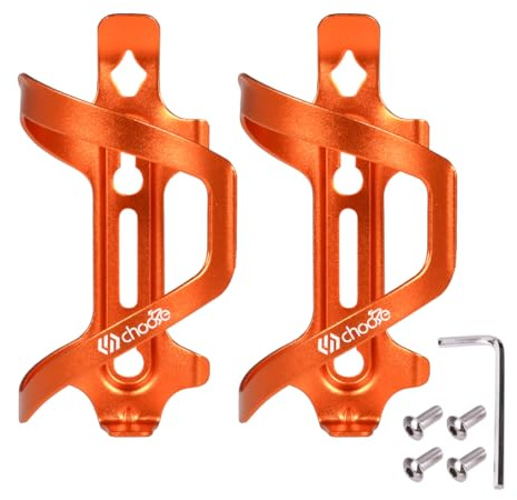 Chooee Bicycle Water Bottle Cage,Aluminum Bike Water Bottle Holder for Road Bikes Mountain Bikes 2-Pack Orange