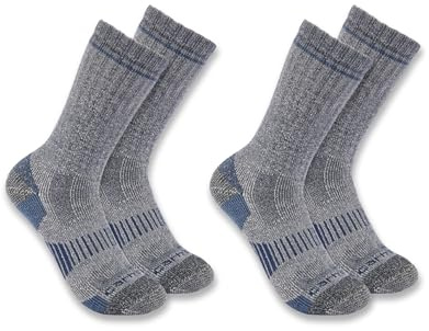 Carhartt Men's Midweight Synthetic-Wool Blend Boot Sock 2 Pack, Navy, X-Large