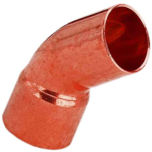 MegaHaustechnik Löt Fitting 5040 Bogen 45° Grad für Kupfer Rohr Außendurchmesser 18mm i-a Muffe Anschluss zum Löten und Stutzen mit AußenØ 18mm Trinkwasser geeignet Kupplung Verbinder Winkel