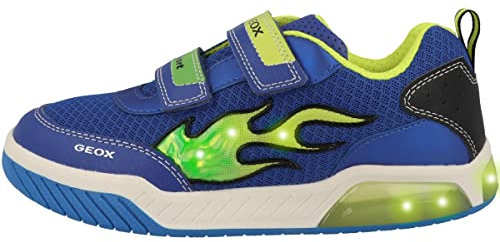 Geox J INEK Boy Sneaker, ROYAL/Lime, 38 EU