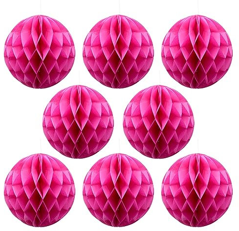 Ruidee 8 Stück Papier Wabenbälle 20cm Honeycomb Balls Pompons aus Seidenpapier Wabenpapier Papierkugeln Hängende Dekoration für Party Hochzeit Geburtstag (8in/Rose)