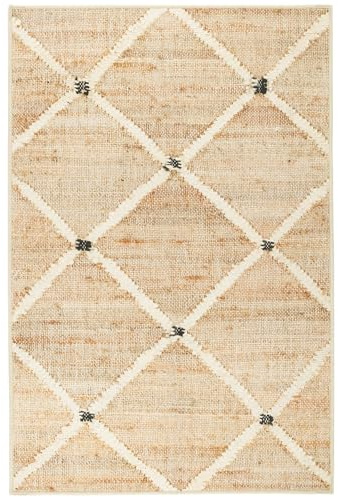 Dash and Albert Kali, Natural, 2' x 3', Diamond, Soft and Cozy, High Traffic, Lightweight, Anti-Slip, Durable, Machine Washable Area Rug for Bedroom, Living Room, Dining, Den, Foyer, Entryway