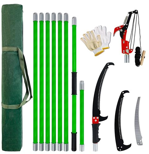Manual pole saw,Tree Trimmer, Pole Pruning Saw, Pole Saws for Tree Trimming, Gardening Tools Pruner Hand Pole Saw For Yard(Green 26FT)