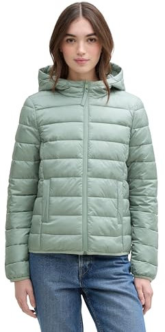 TOM TAILOR Denim Damen 1042098 Lightweight Steppmantel mit Kapuze, 28991-gleam Jade Green, M