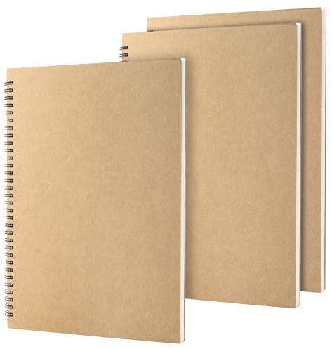 SYUTBOU 3 Stück A4 Skizzenbuch Spiralbindung, 30 Blätt 160gsm A4 Skizzenblock Blanko, A4 Zeichenblock Skizzenbücher, Skizzenheft A4 Blanko für Skizzen, Zeichen, Doodling, Schreiben