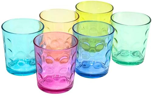 Generico Vasos de agua de colores, juego de 6 vasos de colores de 370 ml – Vasos de cristal de colores (370 ml)