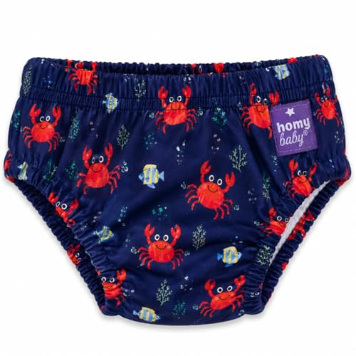 HOMYBABY® Pañales Bañadores de Tela Reutilizables Bebés - Pañal Bañador Reutilizable y Lavable de Bebé - Desde los 6 meses - Pañal de Nadar - Pantalones de Entrenamiento (Cangrejo, 12-24 meses)