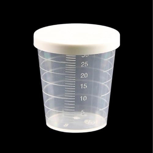 Recipientes pequeños de 20/30/50 ml con tapas, taza medidora de medicamentos con tapa, vasos de escala transparentes, tazas medidoras reutilizables, juego de recipientes de alimentos de cocina para