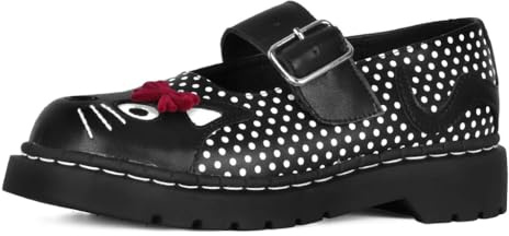 T.U.K. Anarchic Mary Jane Kitty - Scarpe da Donna - Colore Nero a Pois - Taglia EU38